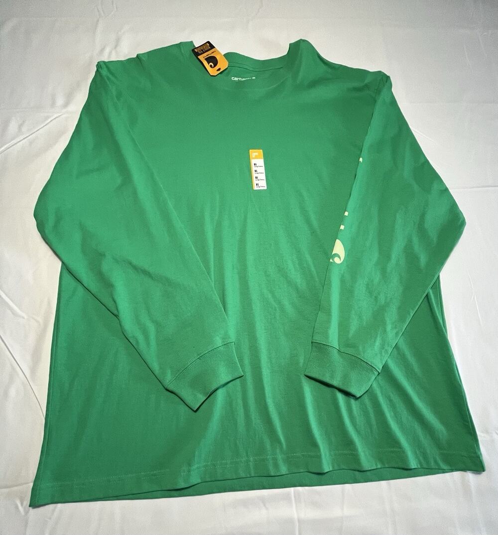 Carhartt Shirt Mens Extra Large XL Green Outdoor Work Wear Long Sleeve Logo NWT